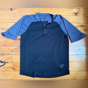 Fox Racing Mountain Bike Shirt Grey Black 3/4 Sleeve Stash Pocket Size Med